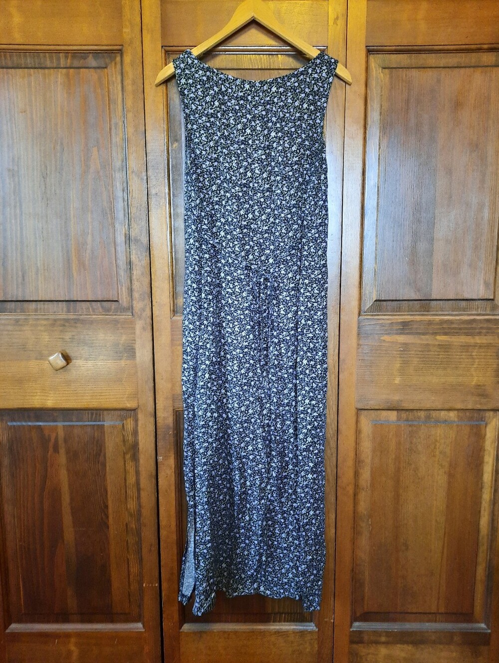 Vintage 90s Teddi Dresses Black Ditzy Floral Sleeveless Tank Maxi Dress Size 12 - Picture 8 of 11
